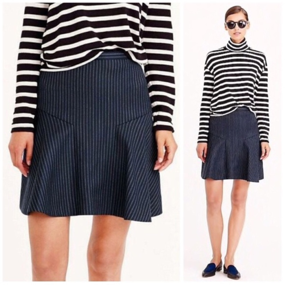 J. Crew Pinstripe Wool Blend Plaza Skirt